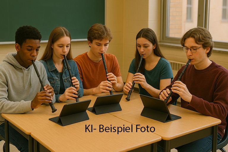 Schüler spielen gemeinsam Practice Chanter im Unterricht